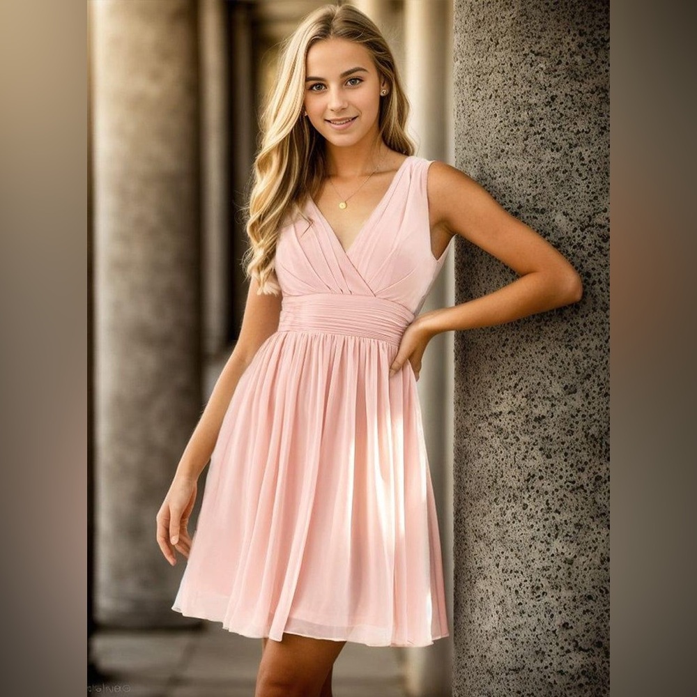 Ever Pretty Pink V-Neck Sleeveless Midi Dress